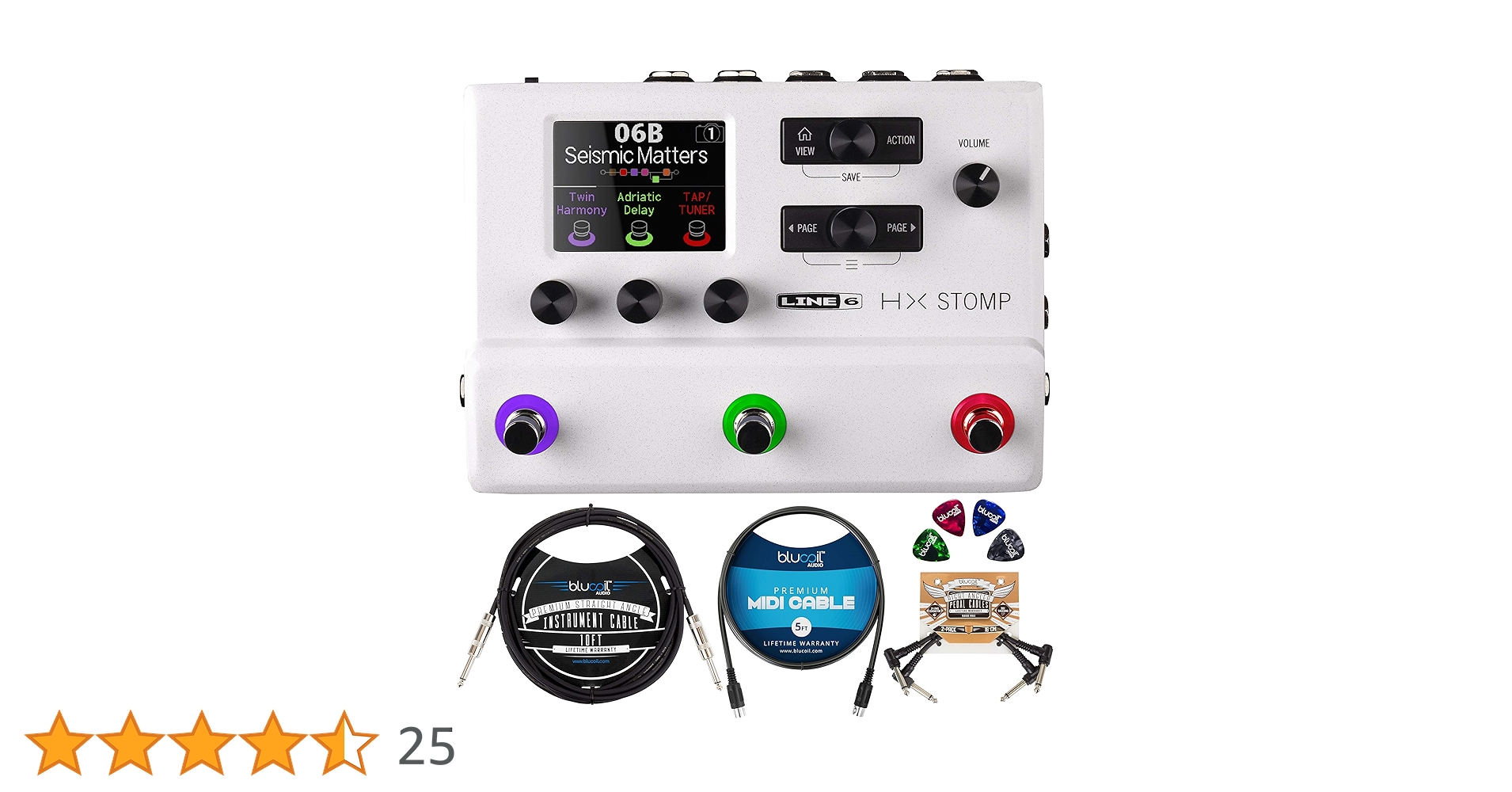 Line6 HX Stomp Multi-Effects Pedal (White) Bundle with Accessories
